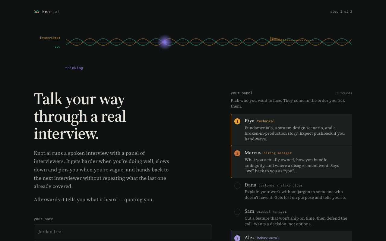 Screenshot of Knot.ai